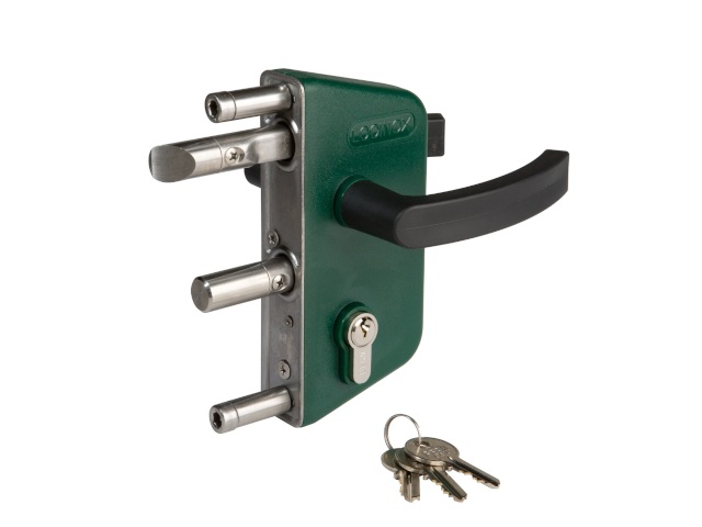 Zamek ogrodowy LOCINOX- LAKZ40P1LVCAP z klamką zielony