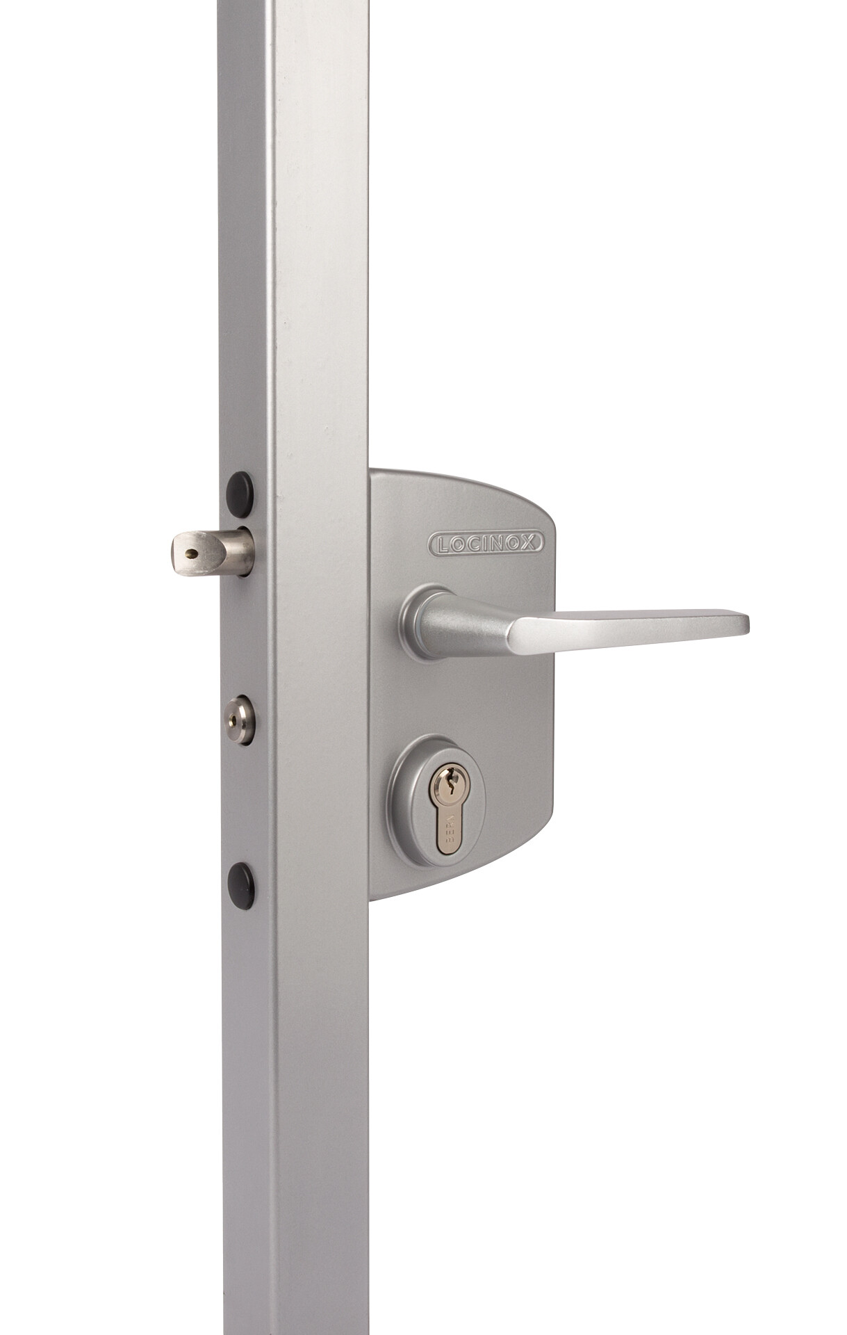 Zamek przemysłowy LOCINOX-LAKQ40U2LVSZM-SILV aluminium z klamką - obrazek 3