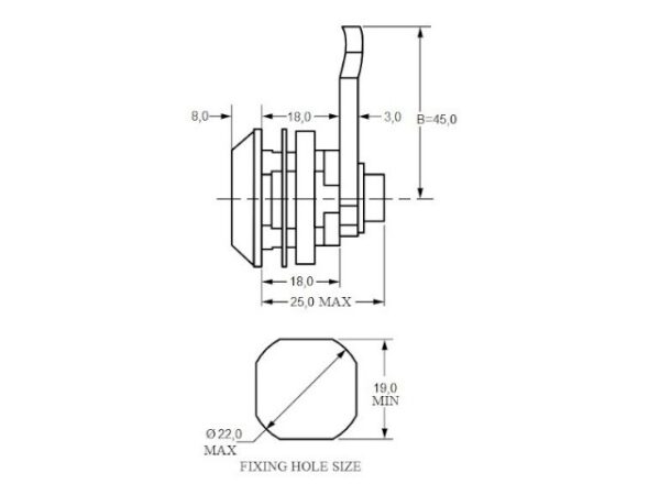 Zamek krzywkowy energetyczny M22 pod klucz 223311 - obrazek 2