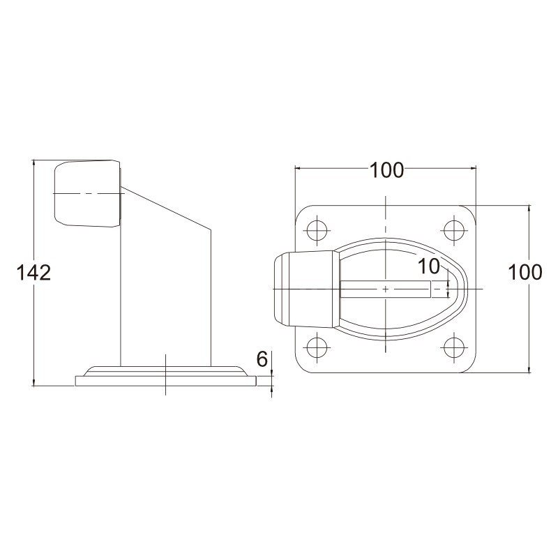 Stoper do bram przykręcany 100x100x142mm ocynk